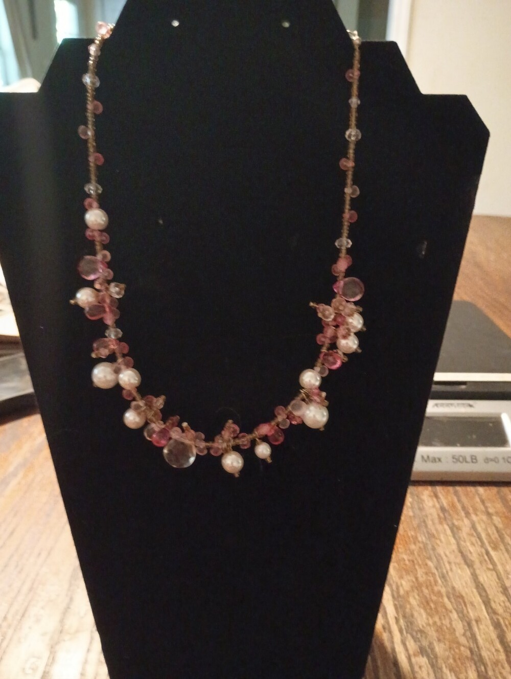 Pink Beaded And Faux Pearl Necklace Jewelry